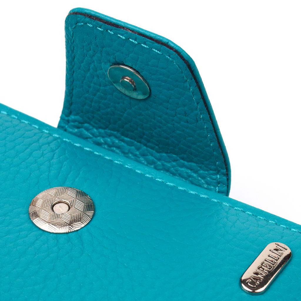 Vertikale Damenbrieftasche mit Münzfach und Reißverschluss aus Echtleder Flotar CANPELLINI Wallet 21599 Türkis