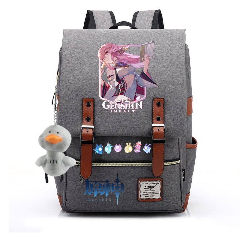 Yuanshen male and female students schoolbag anti-theft large-capacity backpack men's bag computer bag