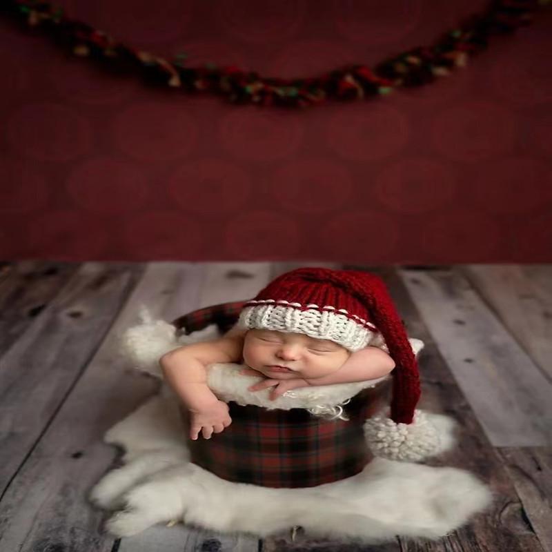 Handgestrickte Neugeborenen-Weihnachtsmütze für Fotoshootings und Vollmond-Requisiten