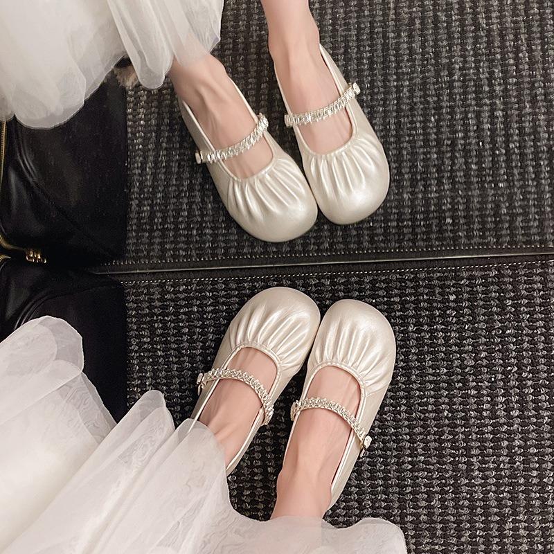 Mary Jane Shoes Flat Single Shoes Women's Summer New Outer Wear with Skirt Soft Sole Soft Surface Comfortable Women's Shoes