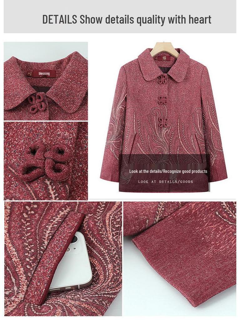 Grandma's 2024 Spring & Autumn Outerwear: Stylish Tops for Middle-Aged & Elderly Women (60-70)