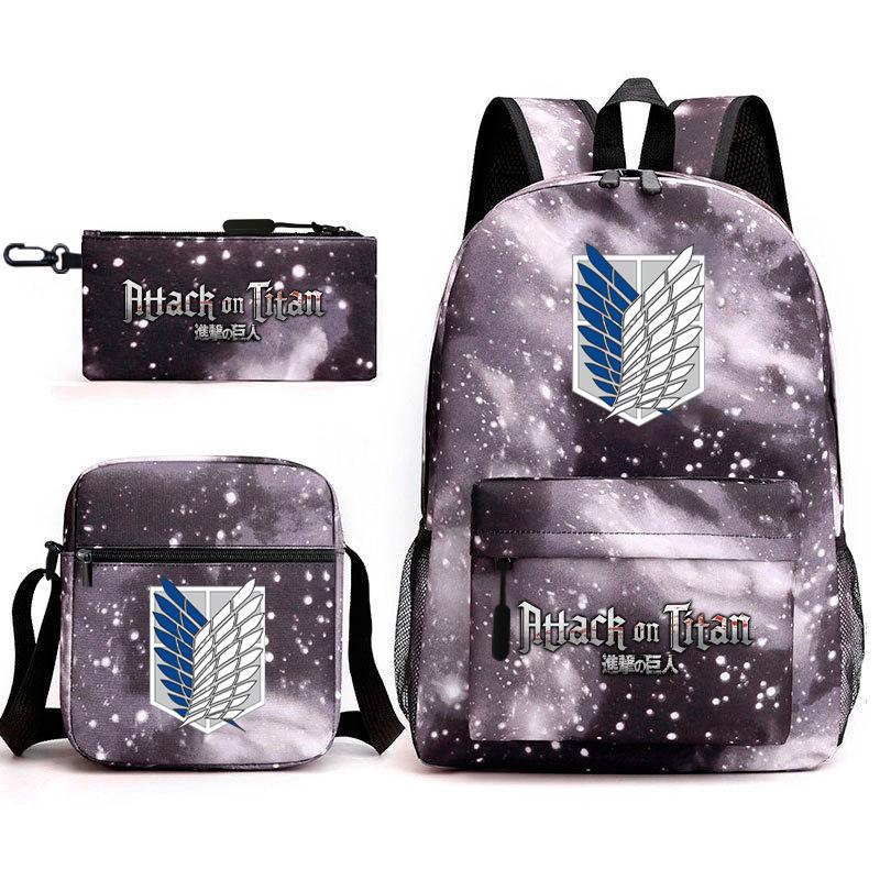 Attack Giant Elementary School Bag Backpack Casual School Bag Three-piece Set