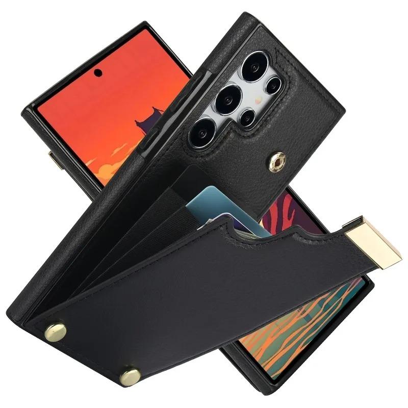 Hülle aus Leder mit Kartenfach für Samsung Galaxy S21 S23 FE S25 S24 S22 Ultra Plus A15 A54 A35 A55 A36 A56 A26 Brieftaschenhülle