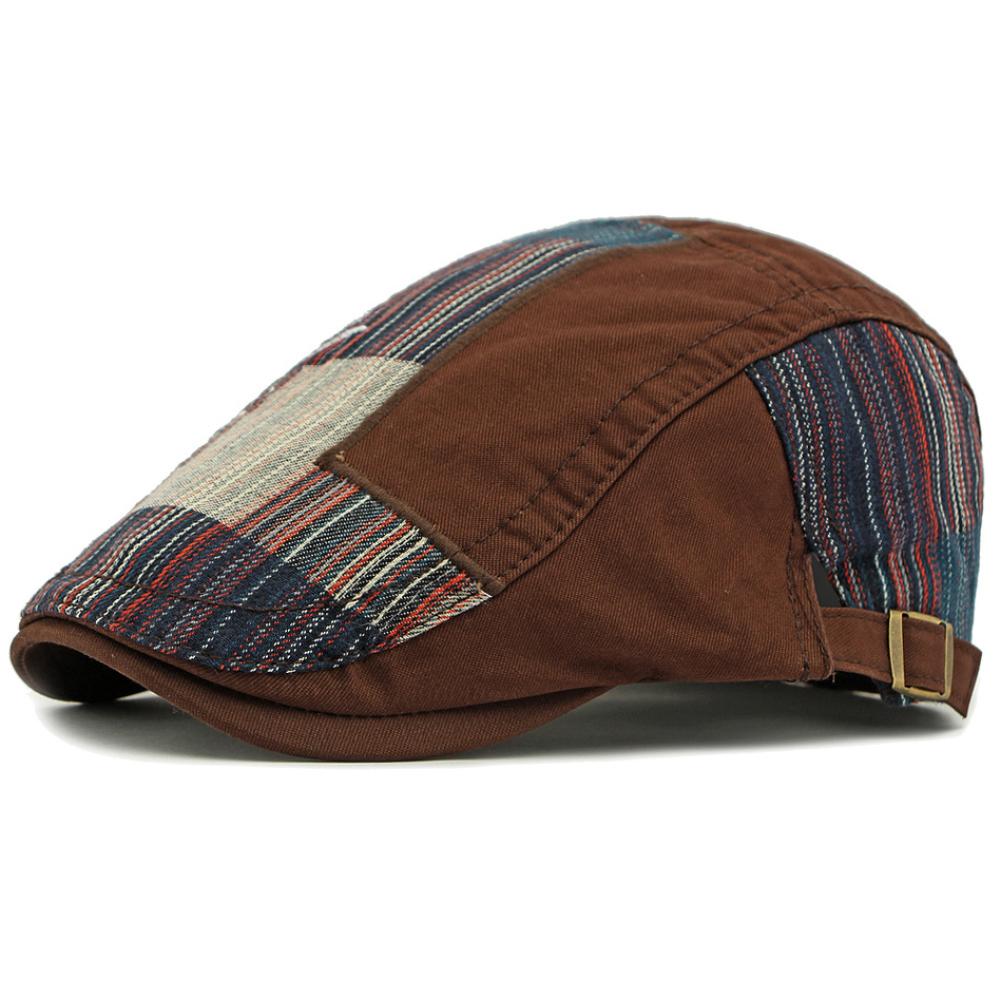 HT4806 Beret Cap Spring Summer Autumn Hats for Men Women Vintage Patchwork Beret Hat Male Female Ivy Flat Cap Adjustable Berets