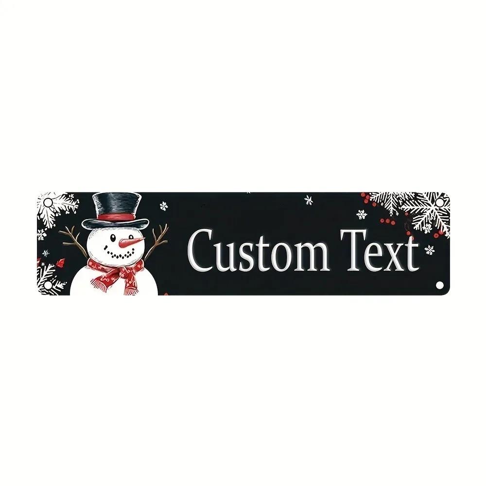 16x4In 2D Flat Classic Santa Aluminum Sign Custom Text Christmas Wall Decor