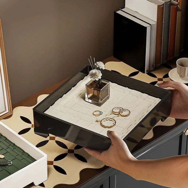 New Home Decorations Entrance Key Storage Tray with Mat Fashion Living Room Tabletop Aroma Jewelry Tray Caja De Almacenamiento