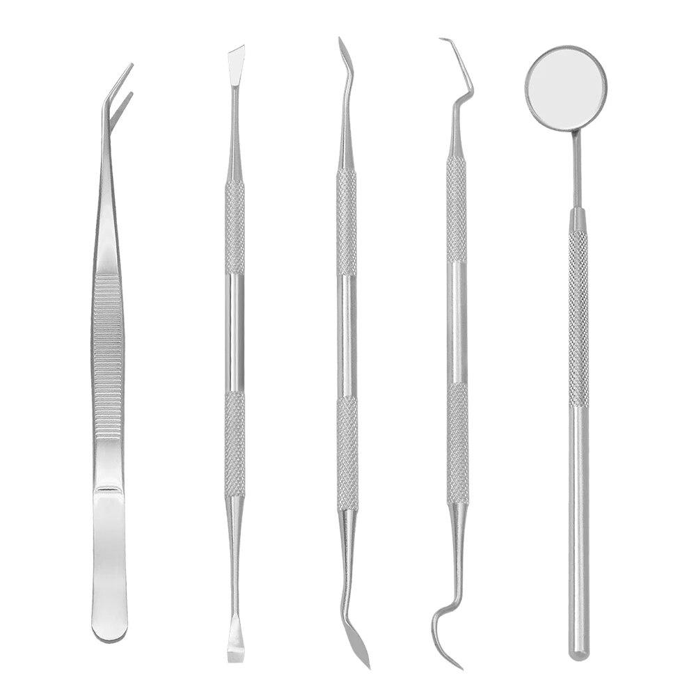 

1 шт., инструменты для чистки стоматолога из нержавеющей стали, стоматологическое зеркало, двойной зонд, серп/мотыга, очиститель для зубов, стоматологические инструменты, товары, набор для ухода за полостью рта 5 Piece-Set