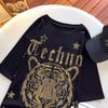 Plus Size Women's Hot Diamond Black Fashion Short Sleeved T Shirt