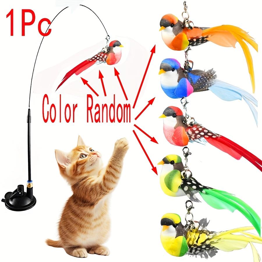 Interactive Teaser with Strong Suction Cup Base Bell & Detachable Bird Toy
