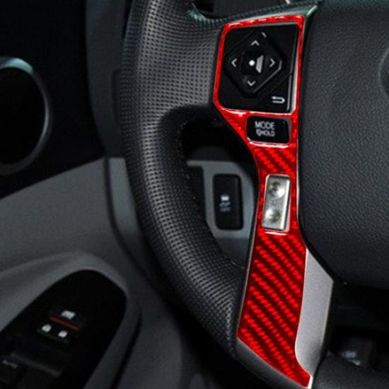 2Pcs Red Carbon Fiber Interior Steering Wheel Cover Trim For Toyota Tacoma
