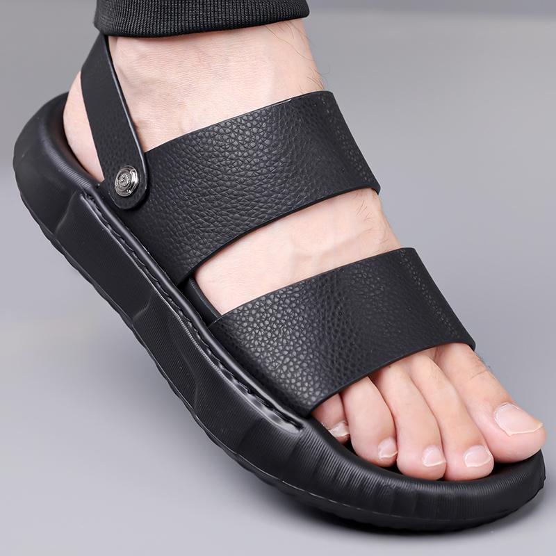 Fashion Brand New Men's Breathable Soft Soled Two On Sandals for Summer Fashion Comfortable Top Layer Cowhide Casual Leather Beach Shoes