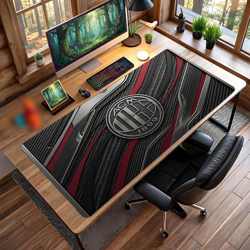 Tappetino per Mouse Grande Stampato AC Milan, Tappetino Morbido in Gomma Antiscivolo per Scrivania da Gioco per Ufficio Laptop Computer Decorazione