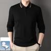 Cotton Men's Solid Color T-shirt Long Sleeve New Middle-aged and Elderly Men's Father Polo Shirt Leisure Autumn Top