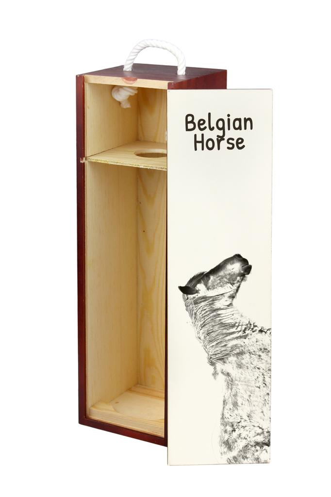 Belgian Horse - Wine Box with a Horse, Alcohol Box with Graphics, Personalized Gift Box from the Art-Dog Brand