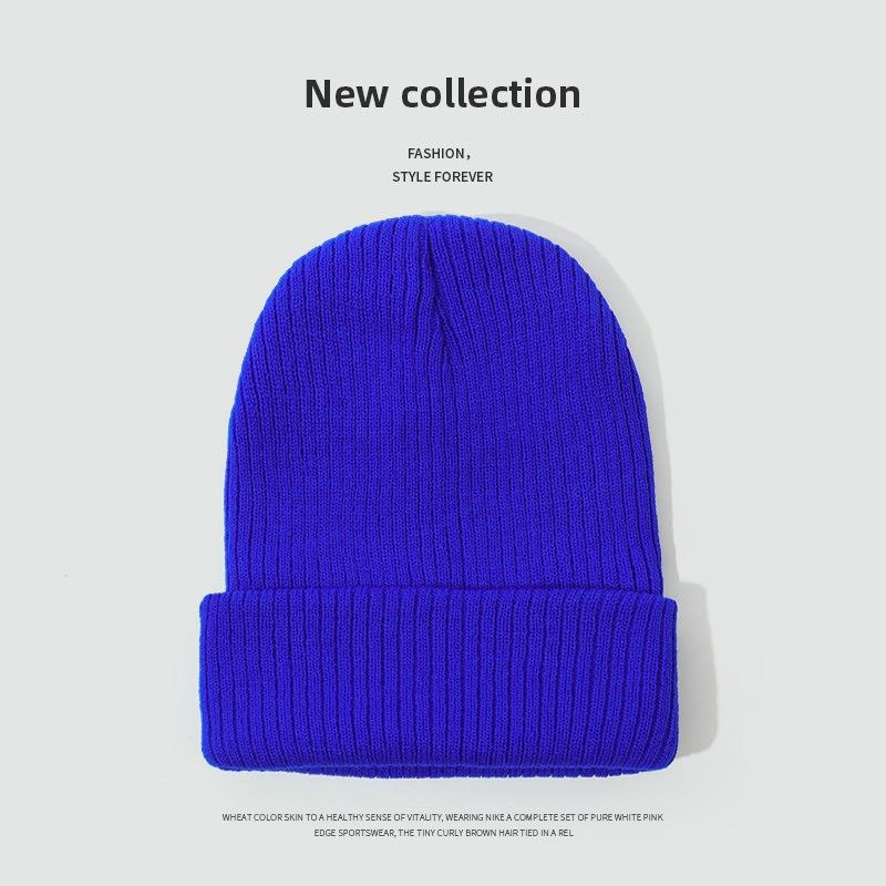 Solid color knitted hat Warm wool hat High elastic lengthened outdoor brimless cold autumn and winter hat Adult cold hat