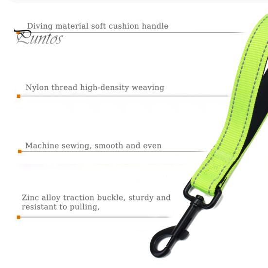 Neoprene Handle Dog Leash 12 Inches Short Heavy Duty Traffic Leashes with Carabiner Clip Inch Long Reflective Nylon Lead Padded for Large Medium Dogs