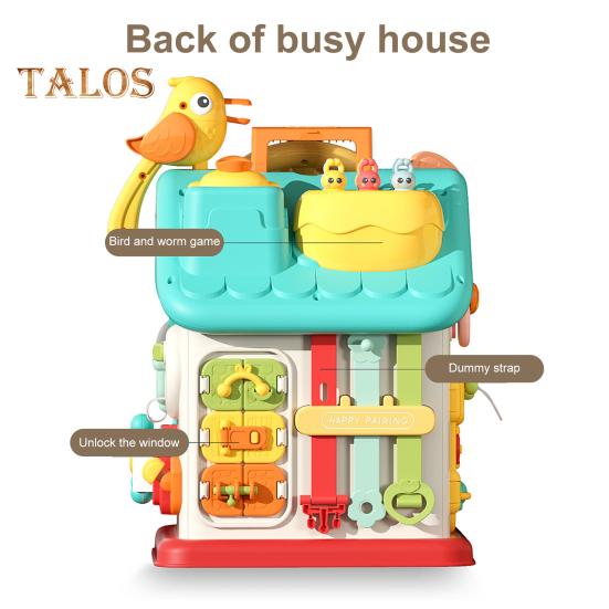 Sechsseitiges Beschäftigungshaus für Kleinkinder mit LED-Licht, Feinmotorik, multifunktionaler sensorischer Aktivitätswürfel für Kinder, pädagogisches Vorschullern-Beschäftigungshaus