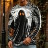 Men's Halloween Print Crewneck Long Sleeve T-Shirt for Casual Wear