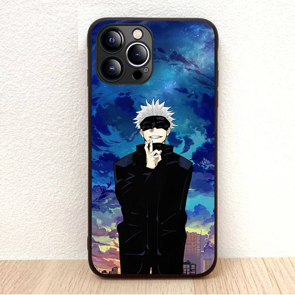 BW-28 Jujutsu Kaisen Soft Black Case for iPhone XR 14 15 11 12 13 6 7 8 X XS Pro Max Samsung S22 S23 S21 S24 FE Ultra S8 Plus