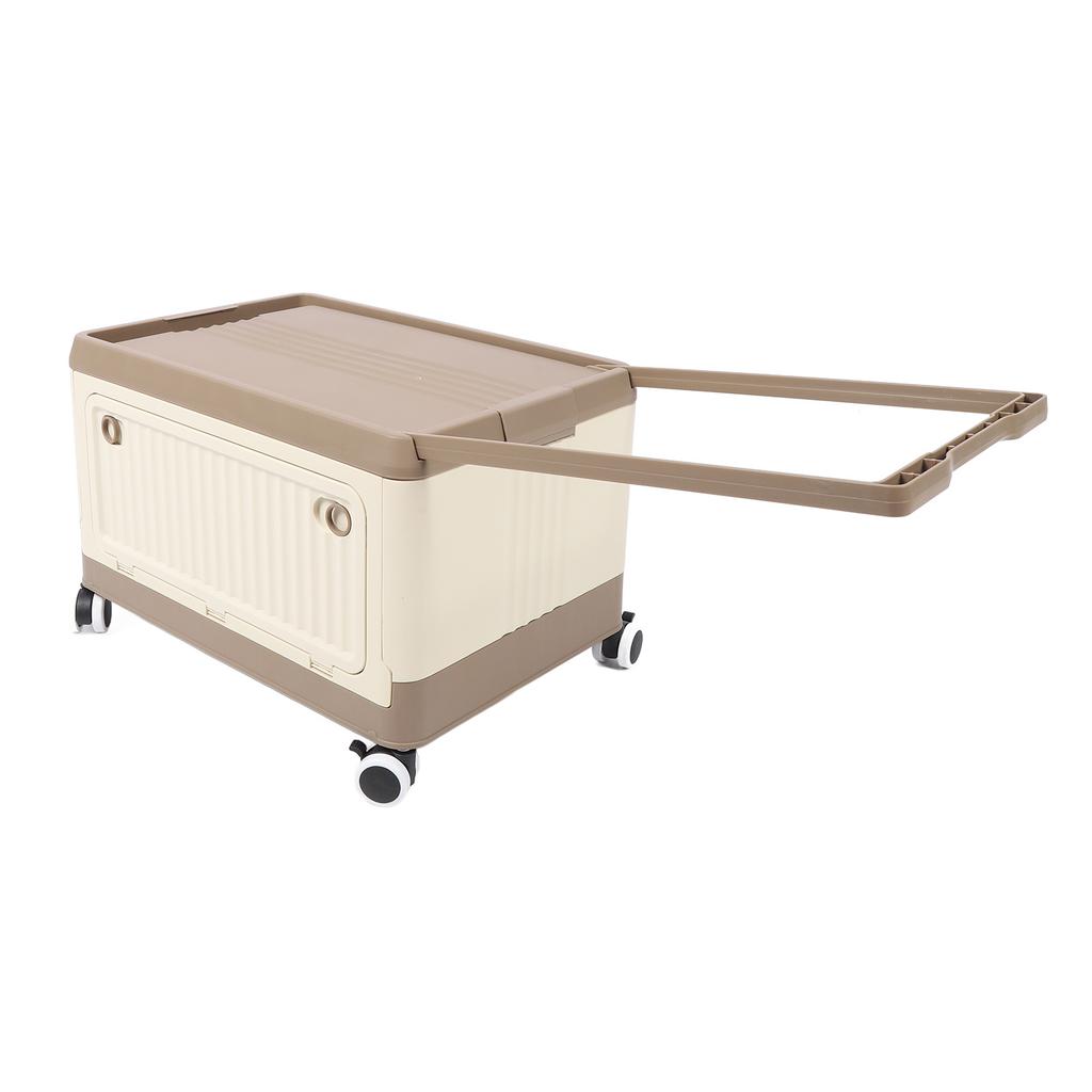 Folding Storage Bin with Lid Wheels PP Stackable Rolling Utility Storage Box Container with Handle