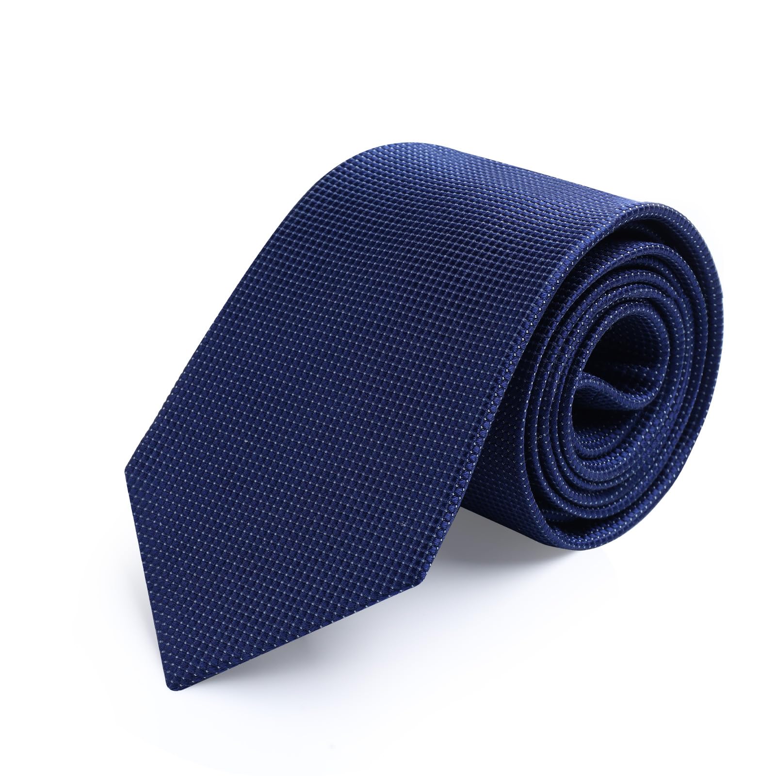 [Luomeng] Mulberry Silk Necktie for Men, 8cm Wide, Business Formal, Blue Polka Dot, Luxury Gift Box Included