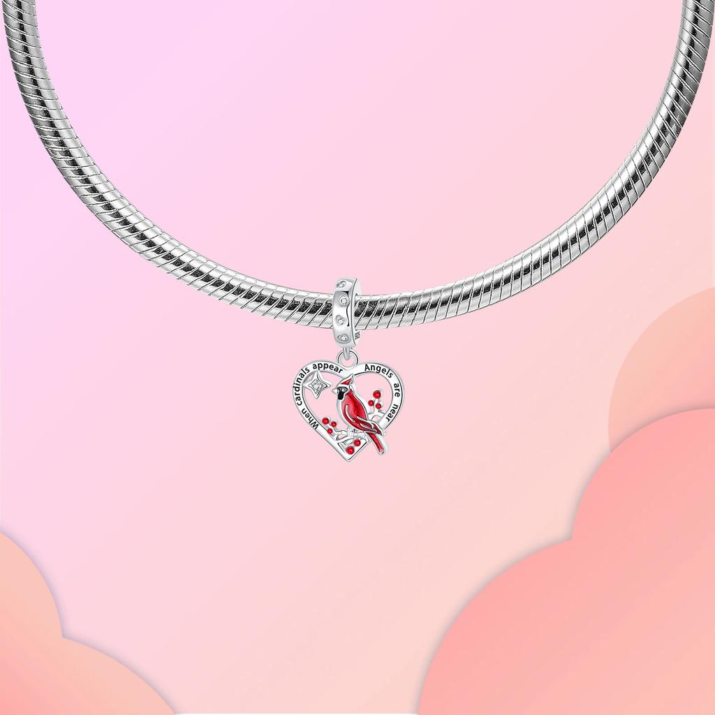 Copper Cardinal Love Bird Red Pendant Charm Fit Charms Bracelets Women Diy Jewelry Gift