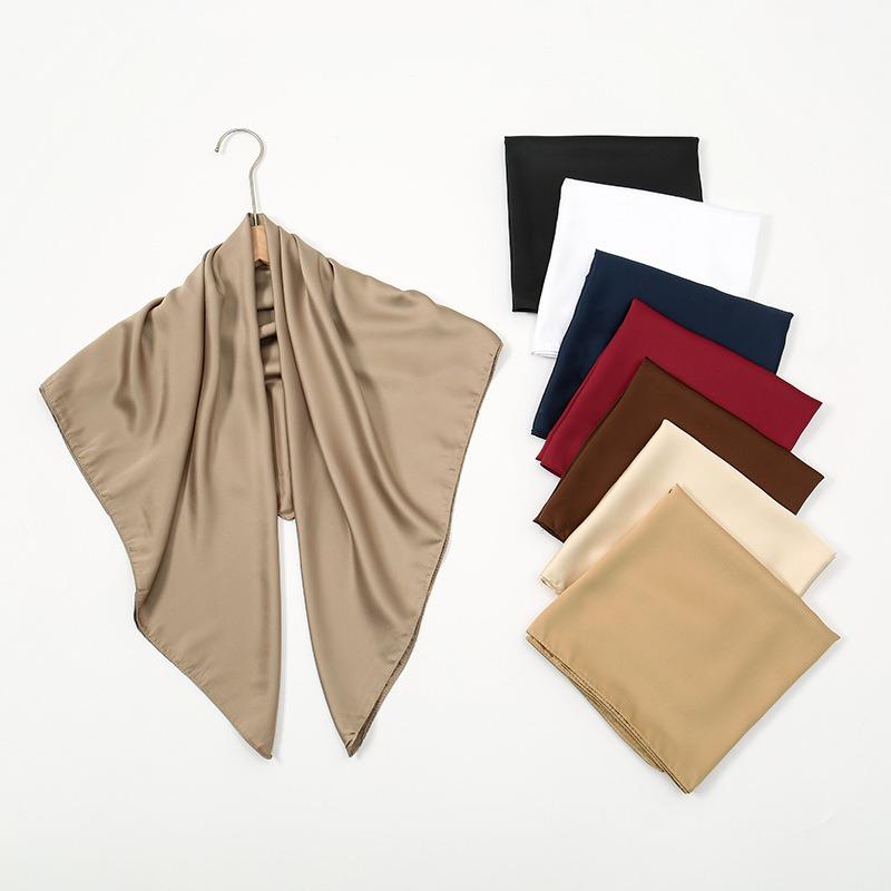 Scarf simulation silk cm satin solid color satin square scarf scarf ethnic headscarf women