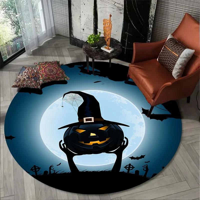 Halloween Atmosphere Carpet Living Room Bedroom Bathroom Mat Children Play Round Floor Mat Home Decoration