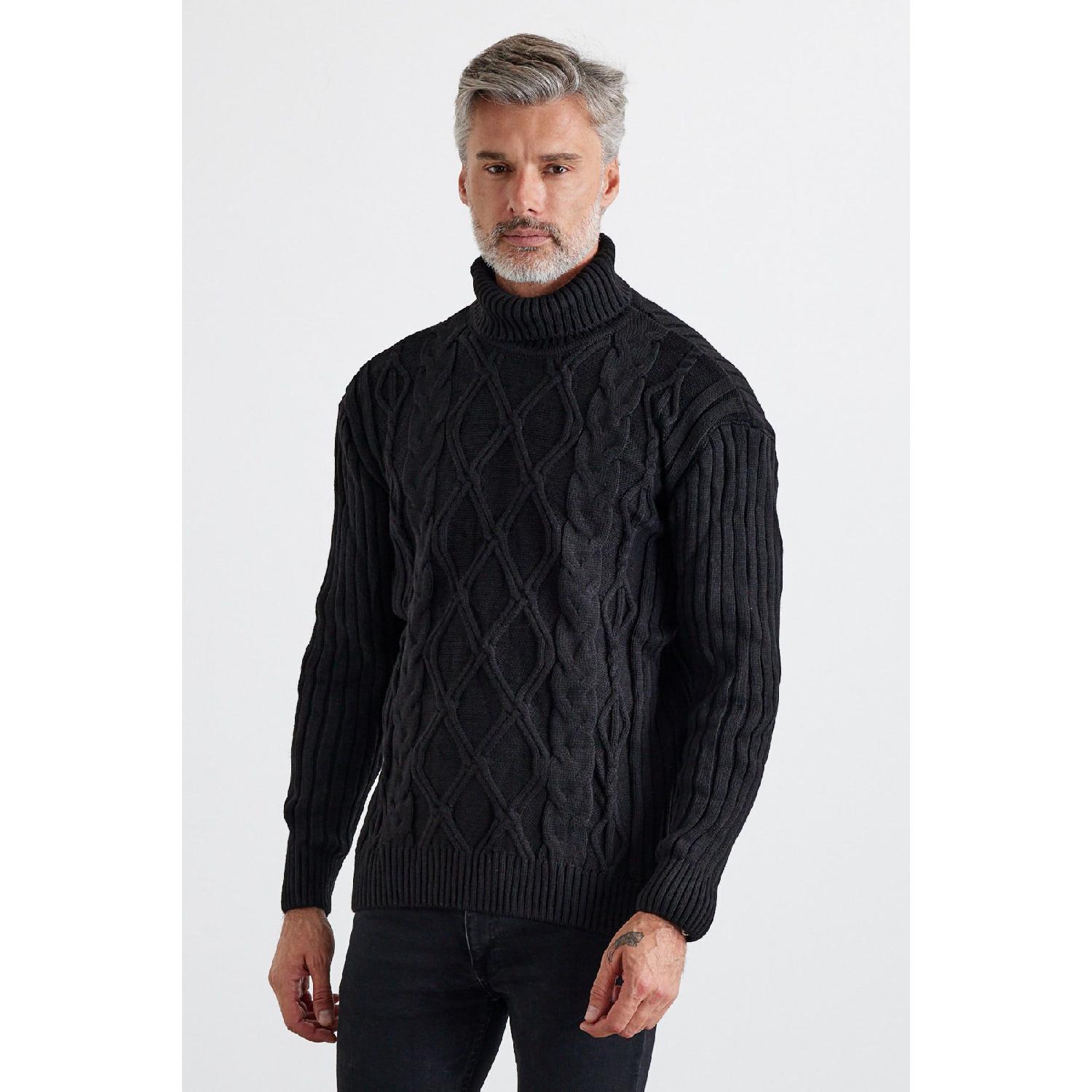 

Men s Braided Diamond Patterned Full Fisherman Ribbed Thick Knitwear Sweater L спаржевый