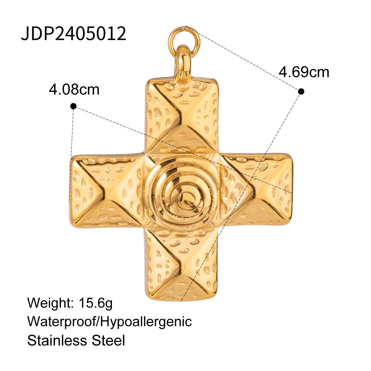 Jiedin European and American stainless steel flower jewelry accessories cross DIY pendant color-preserving titanium steel love necklace pendant