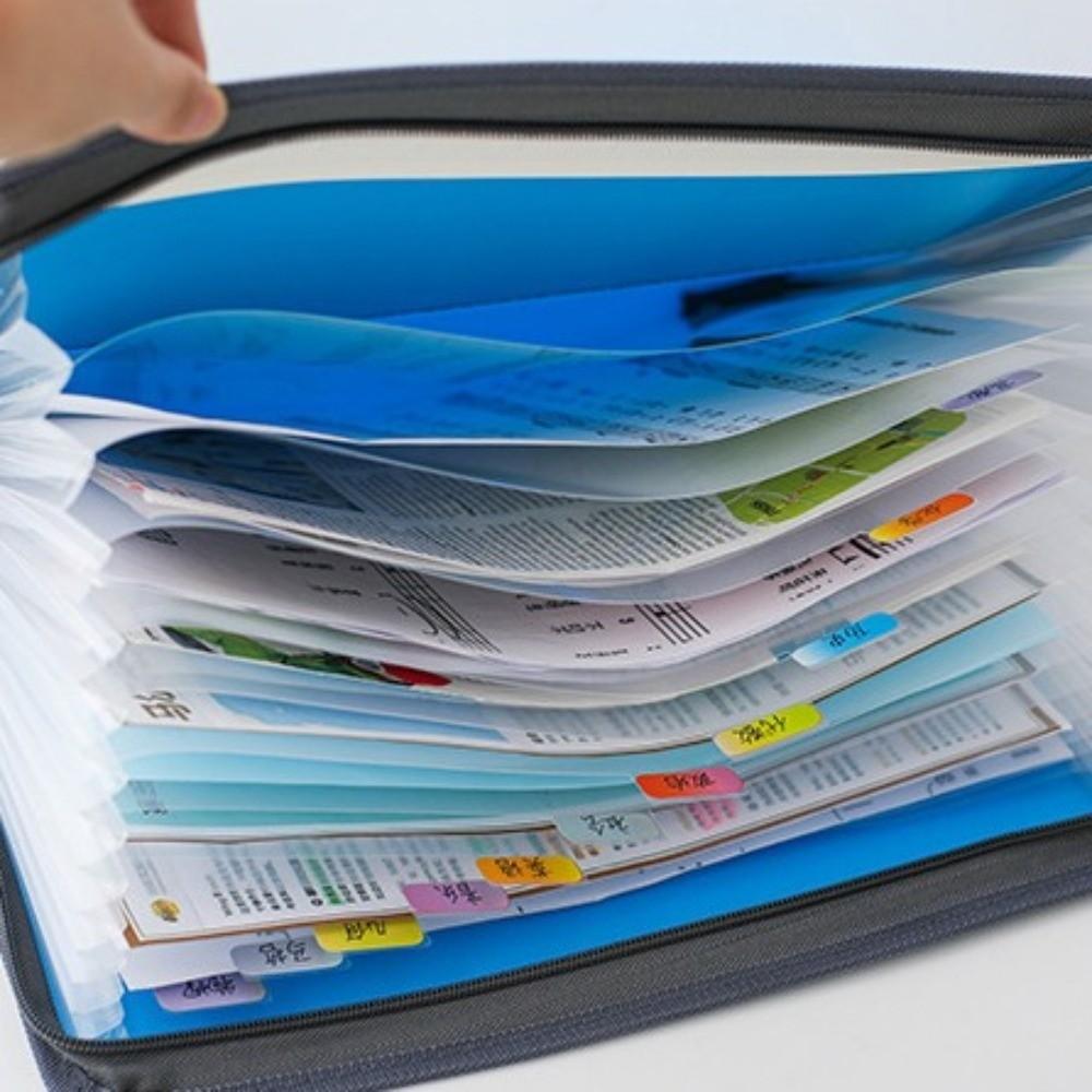 13 Pockets Expanding File Folder A4 Front Pencil Pouch Accordion File Organizer with Safe Zipper Multi-layer