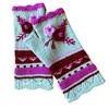Stylish Half Finger Gloves for Women Knitted Winter Wrist Warmers with Floral Embroidery
