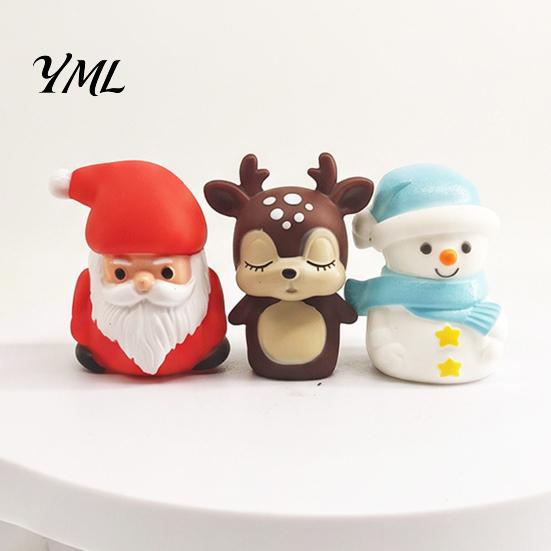 Miniaturní vánoční sady postav Vinylové figurky, Roztomilý Santa Claus Sněhulák Sob Mini soška, Dárky pro děti Malé sváteční stolní dort