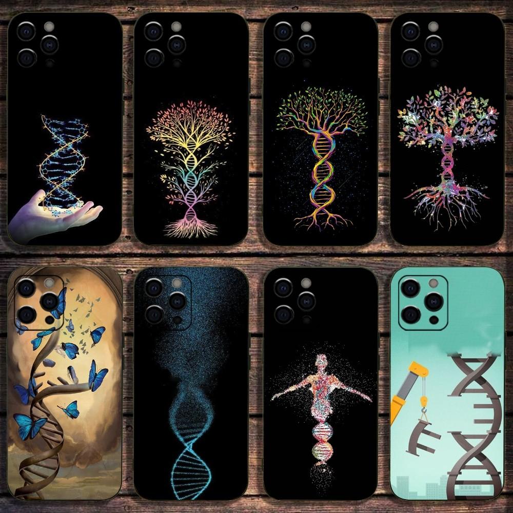 Art Human DNA Gene Biology Phone Case For Apple iPhone 15,14,13,12,11,Pro,X,XS,Max,XR,Plus,Mini Soft Black Cover