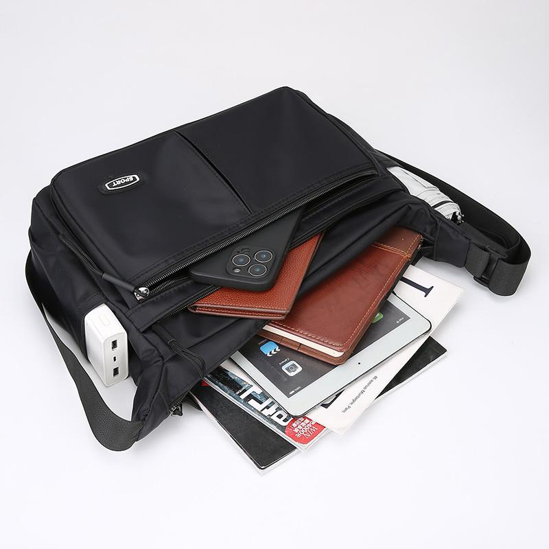 Geantă de Umăr de Afaceri de Capacitate Mare Geantă Crossbody Oxford Geantă de Navetă cu Strat Multiplu pentru Bărbați