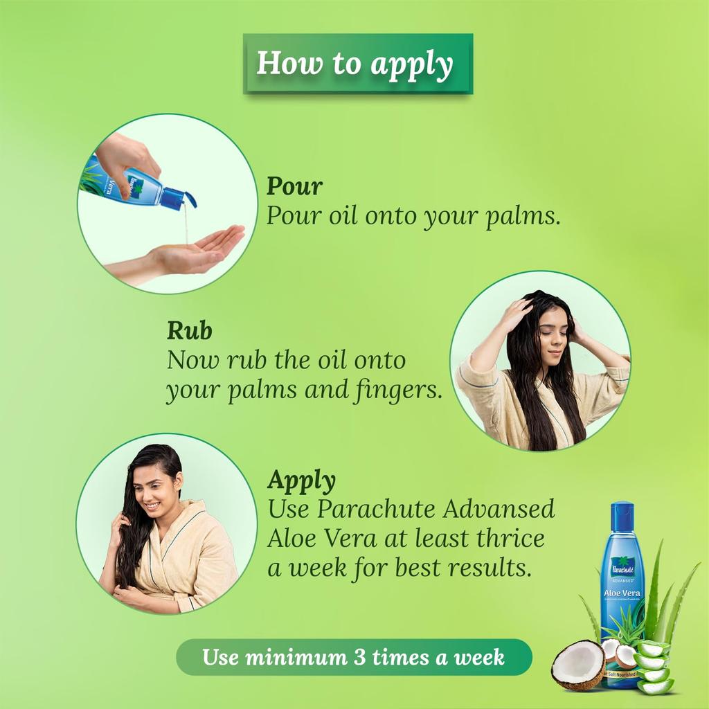 Parachute Advansed Aloe Vera Coconut Hair Oil 250ml For Soft Frizz Free Hair Daily Use Nourishing Non Sticky Conditioning Care