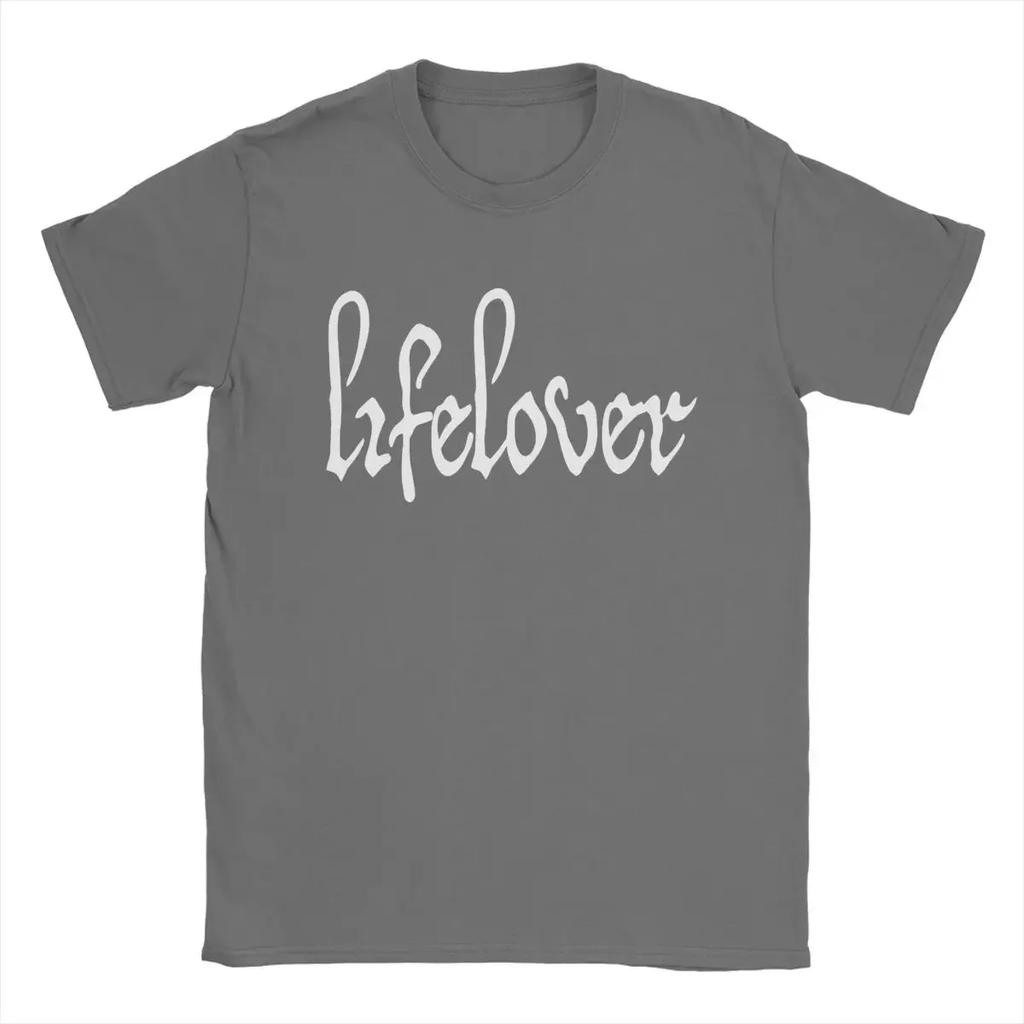 Men's T-Shirt Lifelover White Solid Logo Fun Pure Cotton Tee Shirt Short Sleeve T Shirt Crew Neck Tops 6XL#Color(1)