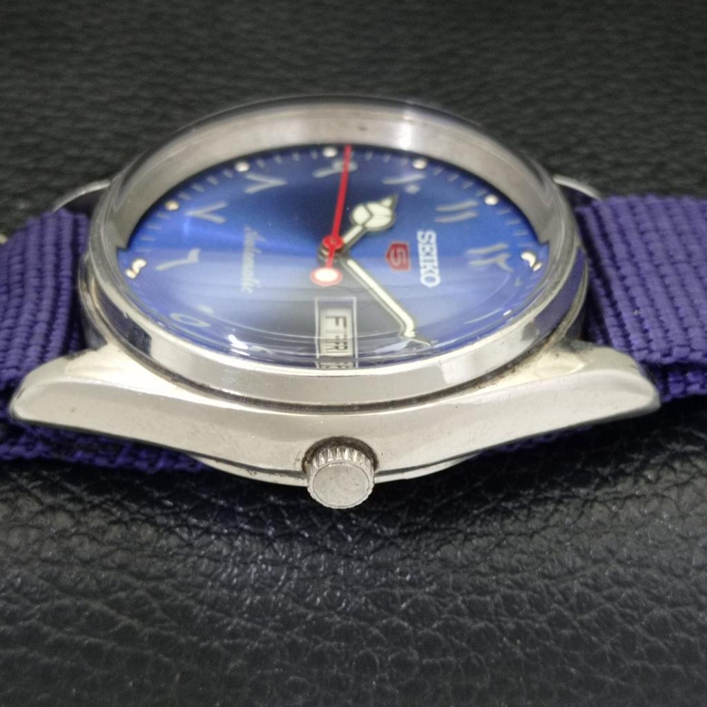 VINTAGE SEIKO 5 AUTOMATIC 6309A JAPAN MENS ARABIC BLUE DIAL WATCH a701550-5 R206b-a701550