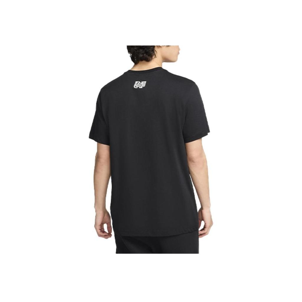 Nike Korea Essentials Logo Embroidered Casual Pullover Short Sleeve Football Shirt Men Tops Black FV9382-010
