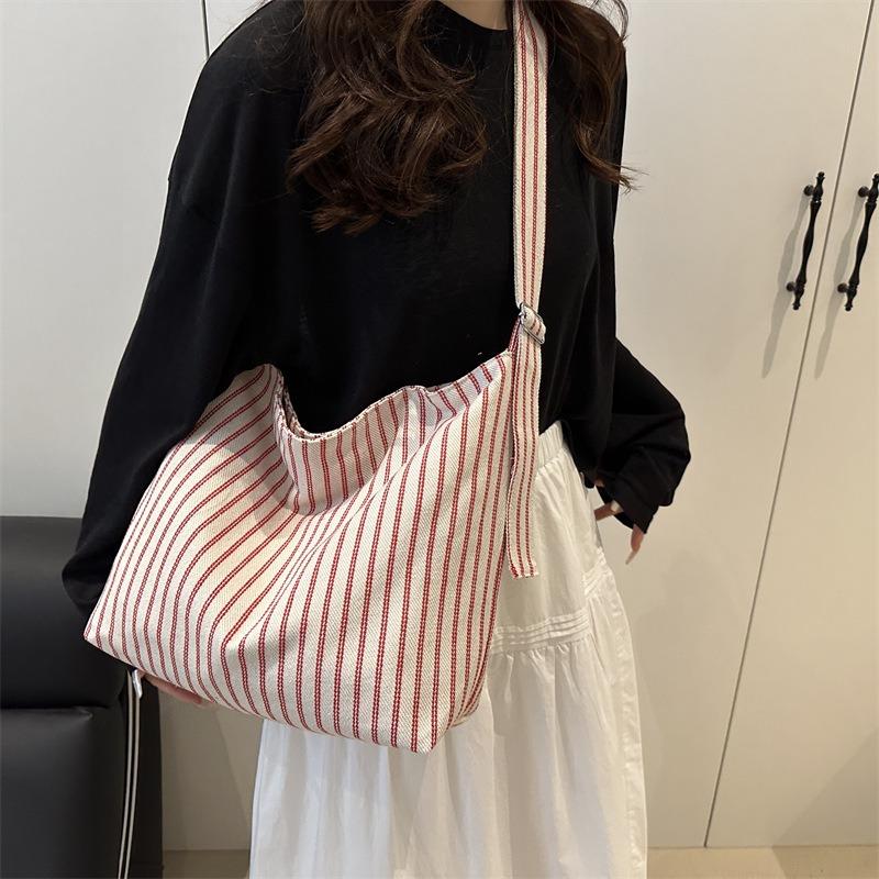 Nowa bawełniana i lniana torebka damska styl kampusowy studencka torba pod pachę na zakupy dojazdowa torba na ramię