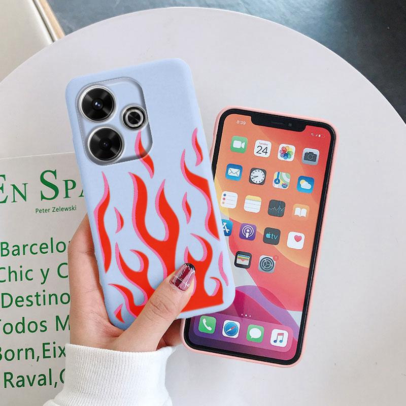 For Redmi 13 4G Phone Case Brown Leopard Print Soft Silicone TPU Cover Colorful Marble Fundas For Xiaomi Redmi 13 Redmi13 Coque