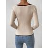 Women's Autumn and Winter Fashion Temperament V-neck Striped Knitted Base Layer Slim Slim Solid Color Versatile Sweater