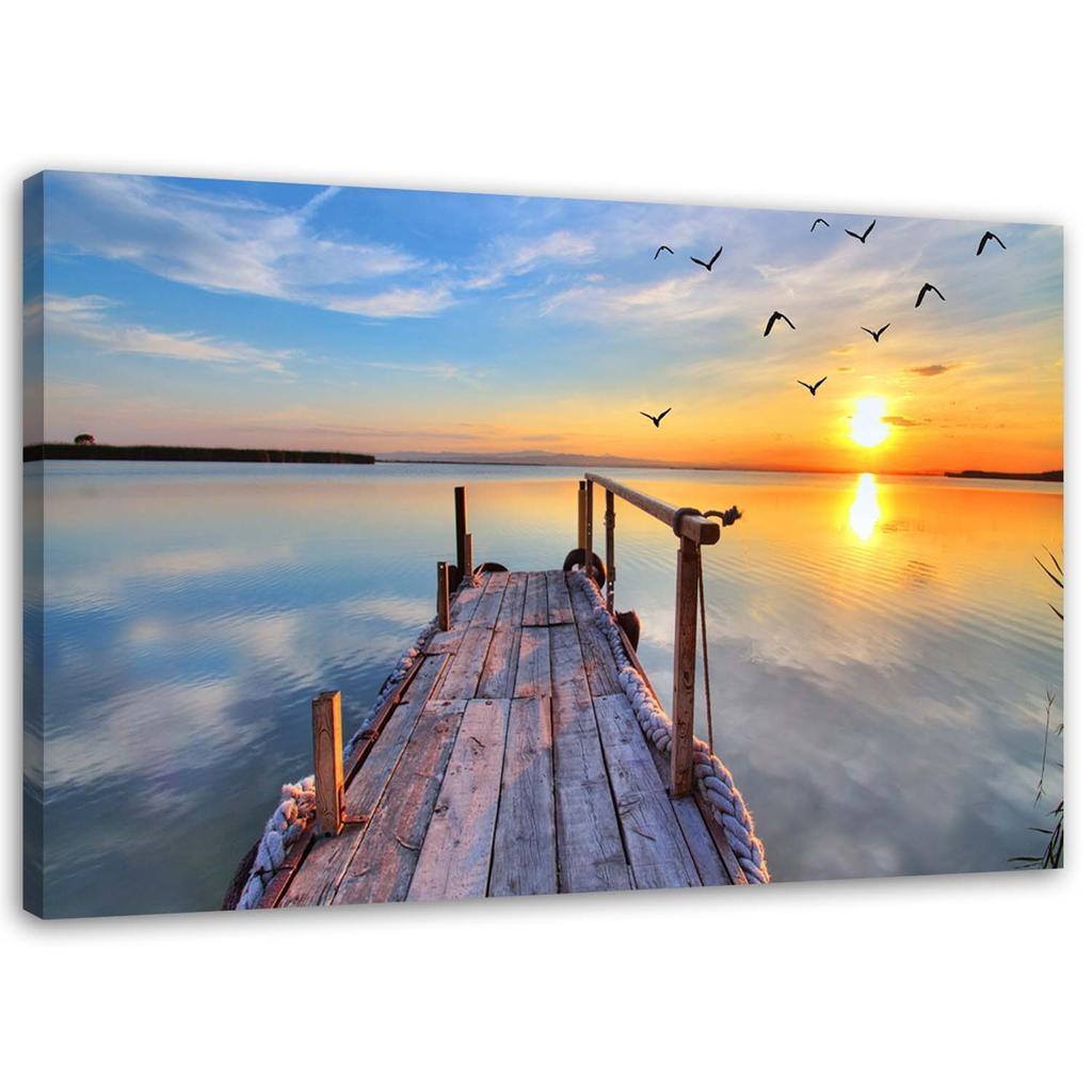 Canvas print, Sunset over the lake
