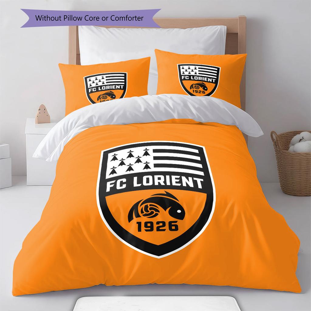 FC Lorient Bettwäsche Steppdecke Set Bettbezug Kissenbezug Heimdekoration Geburtstagsgeschenk (1 Bettbezug + 2 Kissenbezüge, ohne Füllung)