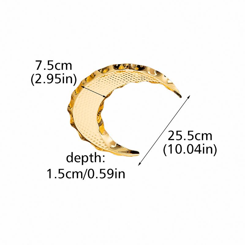 Gold Storage Tray Display Metal Pallet Creative Moon Design Handmade Crafts Fruit Cake Snack Plate Decorative Festival Supplies