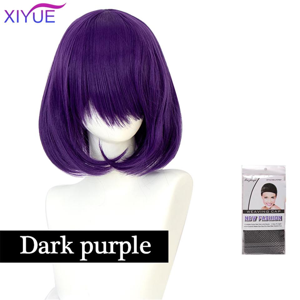 Perucă sintetică zilnică cu val mediu violet Umbre pentru femei negre albe Cosplay din fibre naturale păr fals rezistent la căldură peruci ondulate