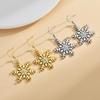 Gold and Silver Snowflake Earrings - Elegant Christmas Ear Hooks or Clips for Women