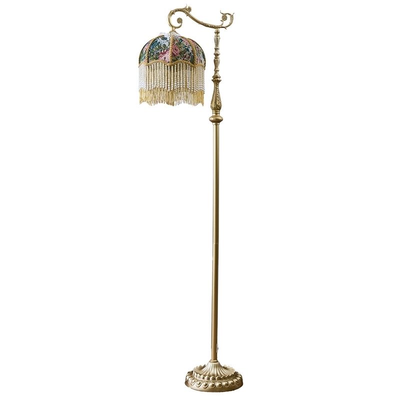 

American style retro living room light luxury bedroom sofa vertical high foot with tea table floor lamp tricolor light