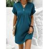 Abiti casual a vita alta con scollo a V a maniche corte con stampa tinta unita primavera estate moda donna