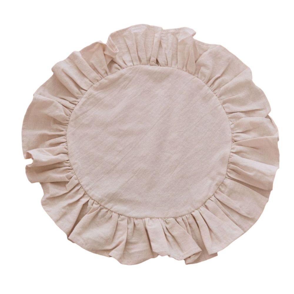 Simple Solid Color Ruffled Placemats Round Cotton Cloth Napkins Afternoon Tea Placemat for Wedding Decoration Table Decor